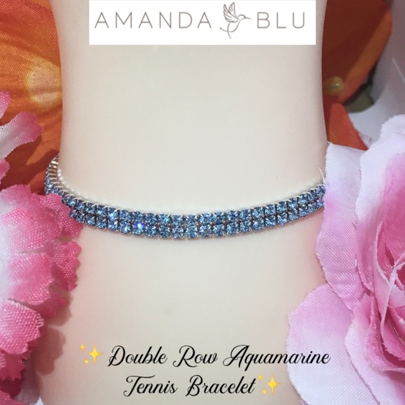 Radiant Aquamarine Czech Crystal Tennis Bracelet - Picture 2 of 11